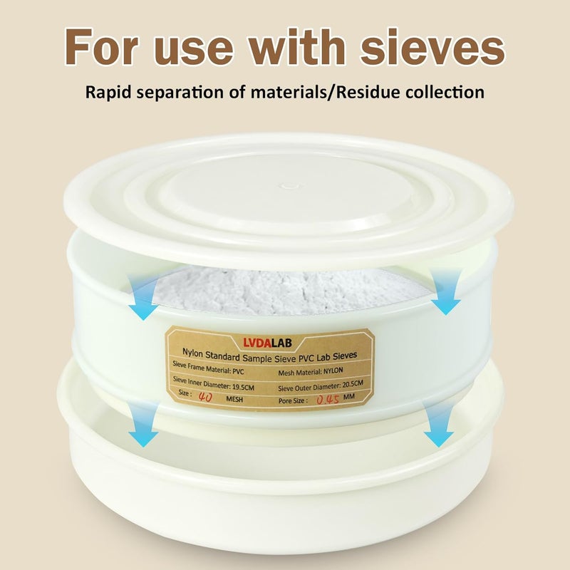 LVDALAB PVC Nylon Lab Sieve Pan with Lid, 7.9in(20cm) Diameter Sample Sifter Strainer for Industrial Lab Home - Image 4